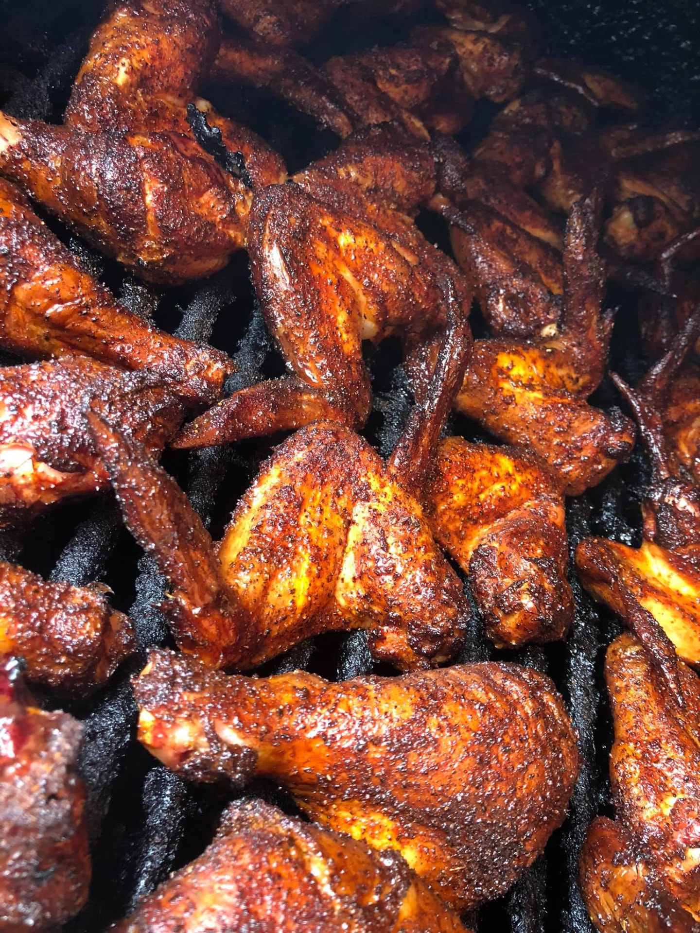 Smoked chicken wings and drumsticks