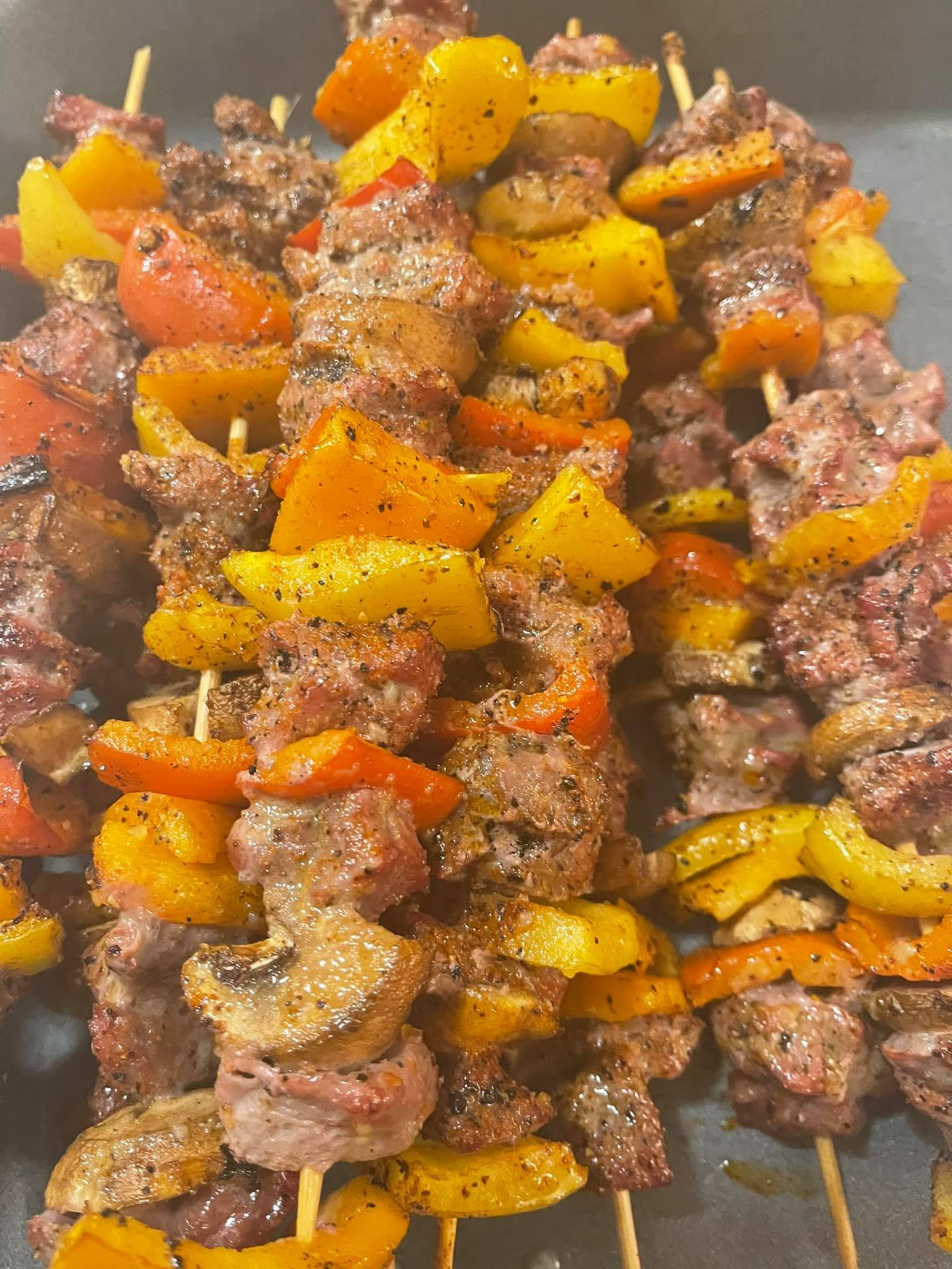 Grilled steak and pepper kabobs